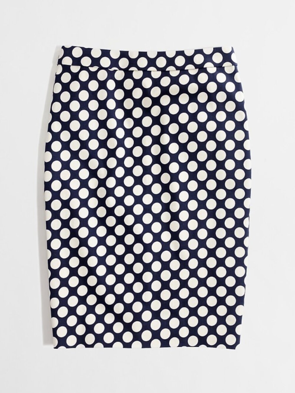J.Crew Factory Polka Dot Printed Pencil Skirt Navy Blue White Size 10 MSRP $85
